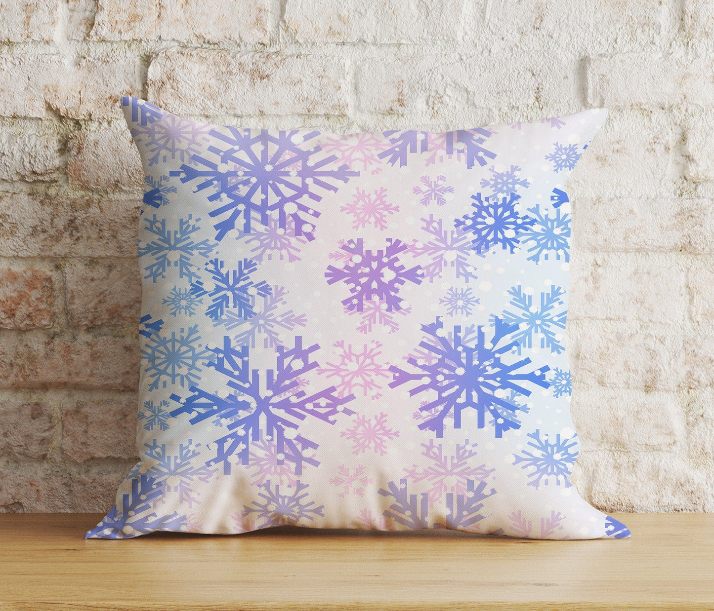 Onay 7 / 12 x 12 inch (30 x 30 cm) Double Side Blue Festive Winter Snowflakes Christmas Print Cushion Covers