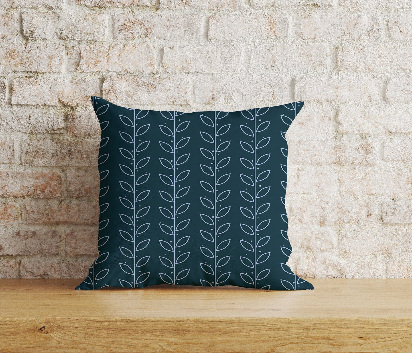 Onay Home Textile 8 / 12 x 12 inch (30 x 30 cm) Double Side Blue Floral Cushion Cover, Linear Stem Pillow Cover
