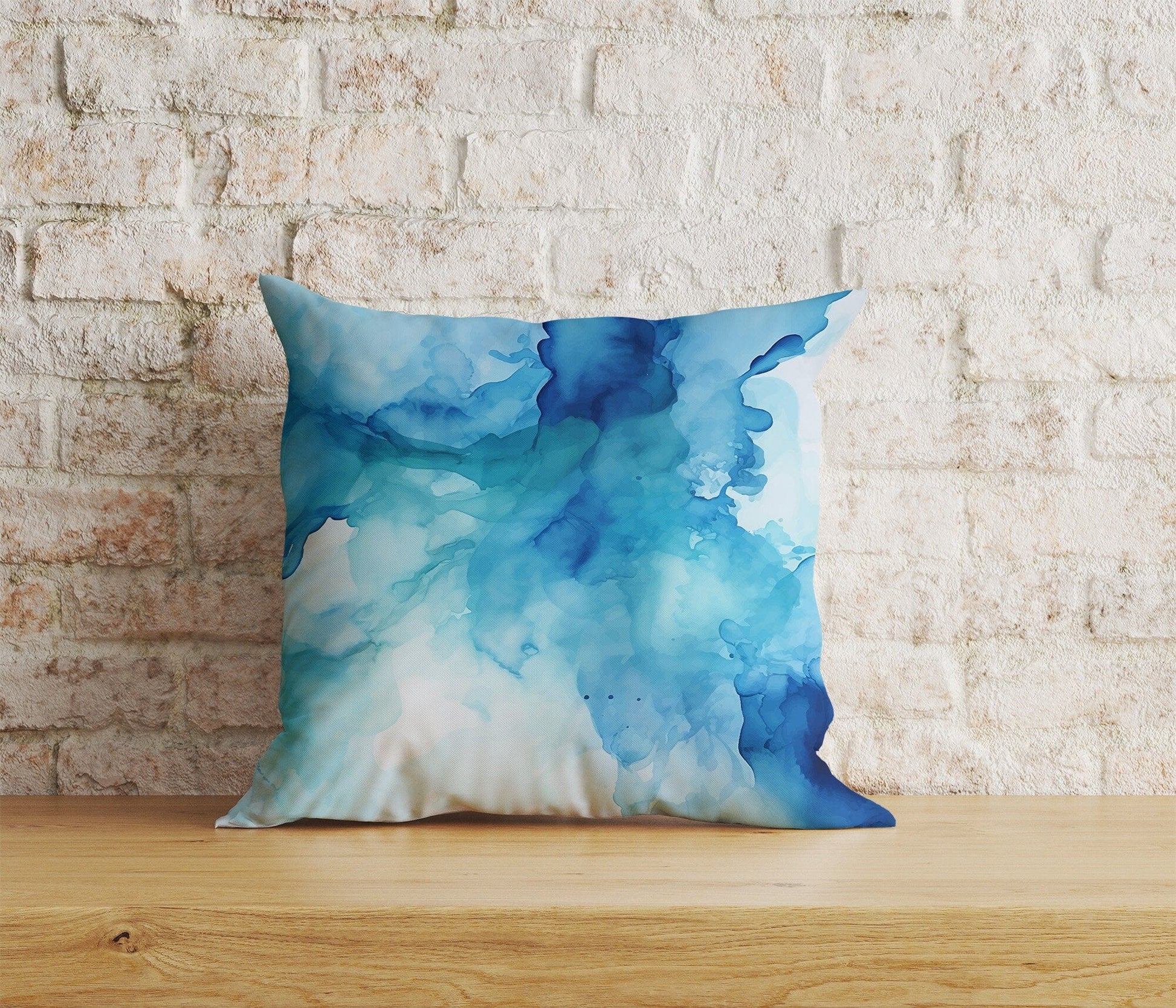 Onay Home Textile 9 / 12 x 12 inch (30 x 30 cm) Double Side Blue Marble Cushion Cover Blue Watercolor Pillow Cover