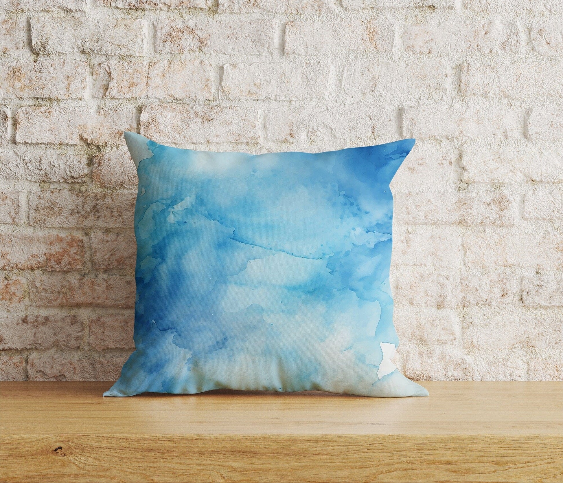 Onay Home Textile 8 / 12 x 12 inch (30 x 30 cm) Double Side Blue Marble Cushion Cover Blue Watercolor Pillow Cover