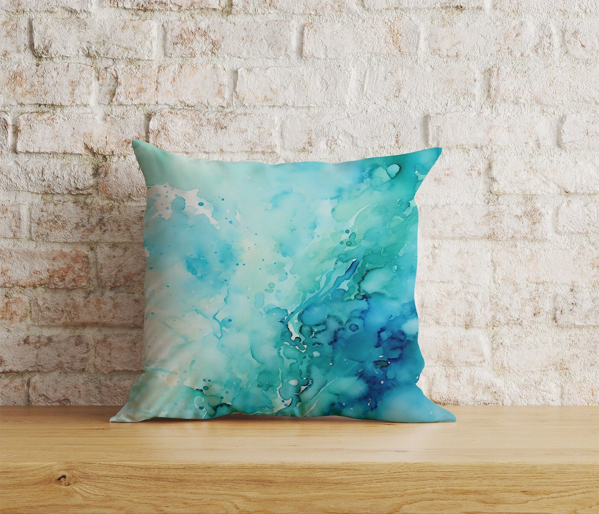 Onay Home Textile 4 / 12 x 12 inch (30 x 30 cm) Double Side Blue Marble Cushion Cover Blue Watercolor Pillow Cover