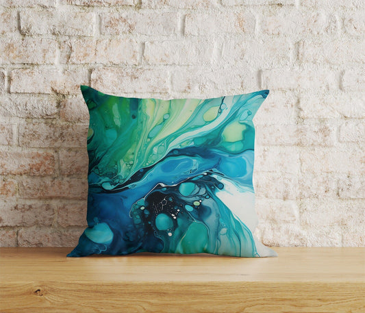Onay Home Textile 1 / 12 x 12 inch (30 x 30 cm) Double Side Blue Marble Cushion Cover Blue Watercolor Pillow Cover