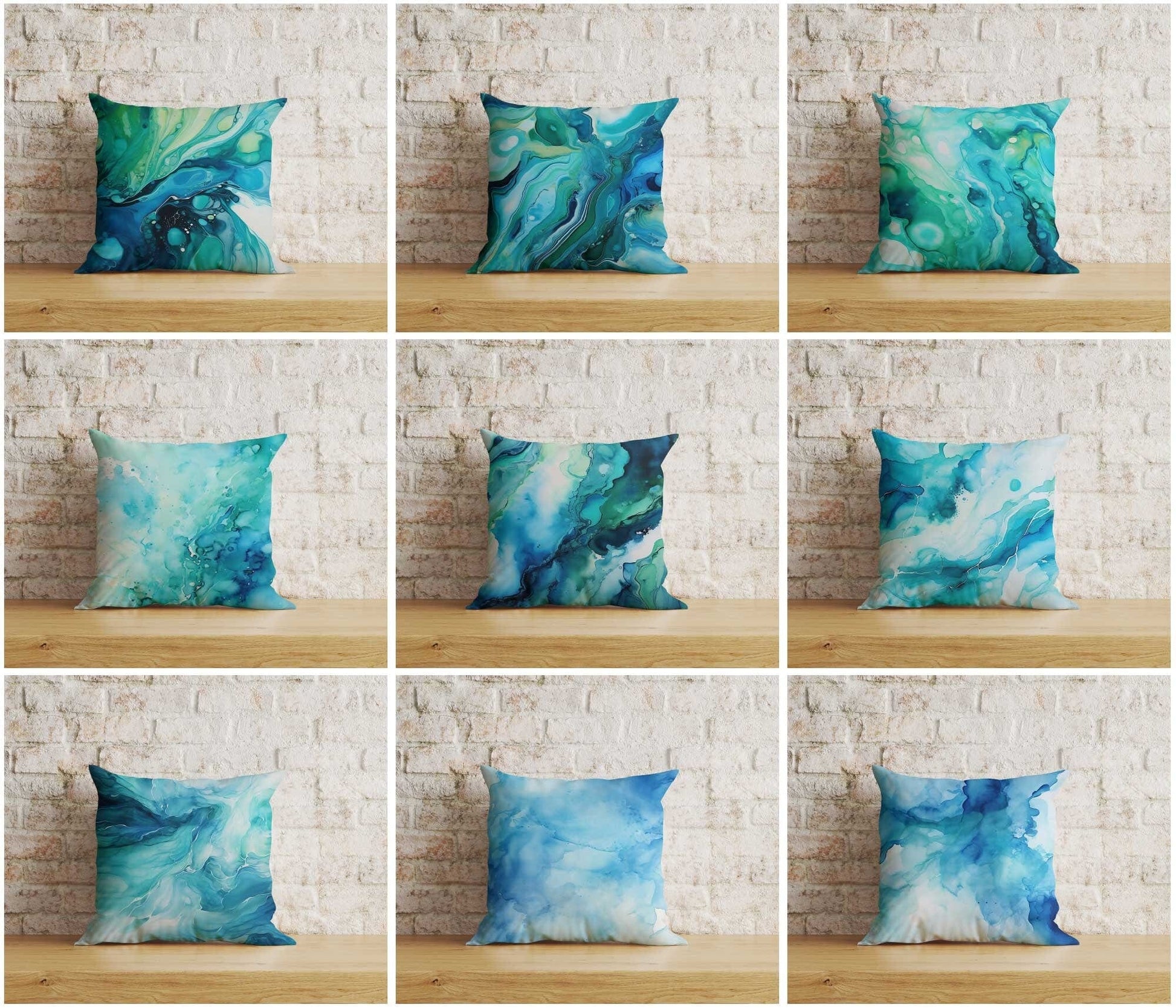 Onay Home Textile Blue Marble Cushion Cover Blue Watercolor Pillow Cover