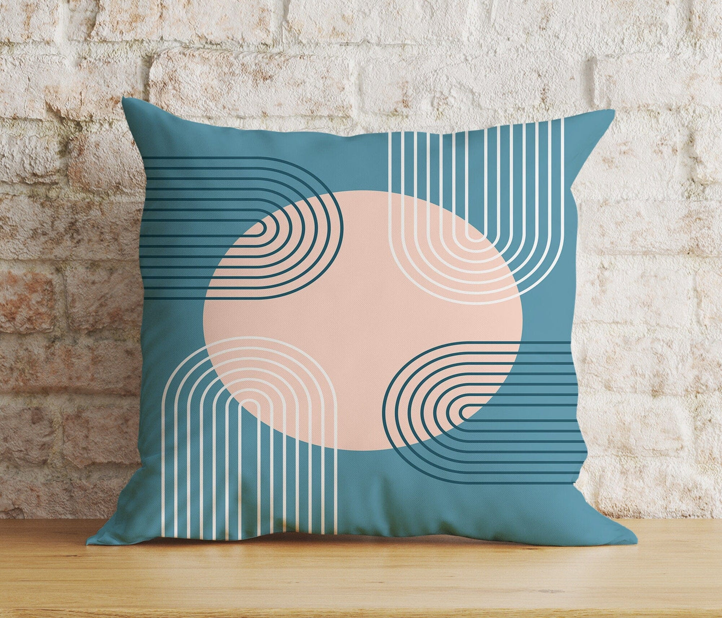 Onay Home Textile 2 / 12 x 12 inch (30 x 30 cm) Double Side Blue Mid Century Cushion Cover Boho Abstract Cushion Cover