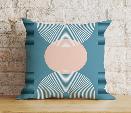 Onay Home Textile 1 / 12 x 12 inch (30 x 30 cm) Double Side Blue Mid Century Cushion Cover Boho Abstract Cushion Cover