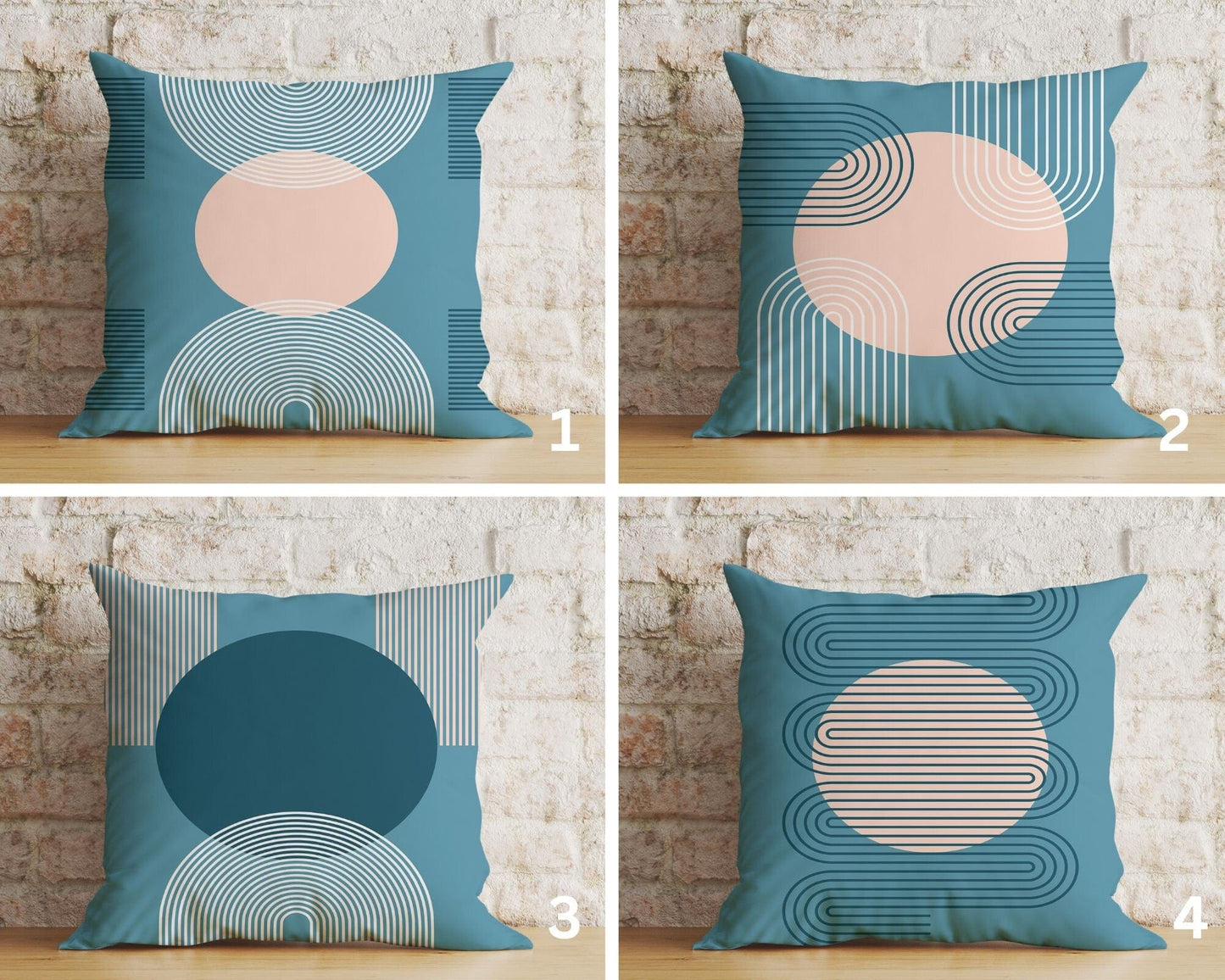 Onay Home Textile Blue Mid Century Cushion Cover Boho Abstract Cushion Cover