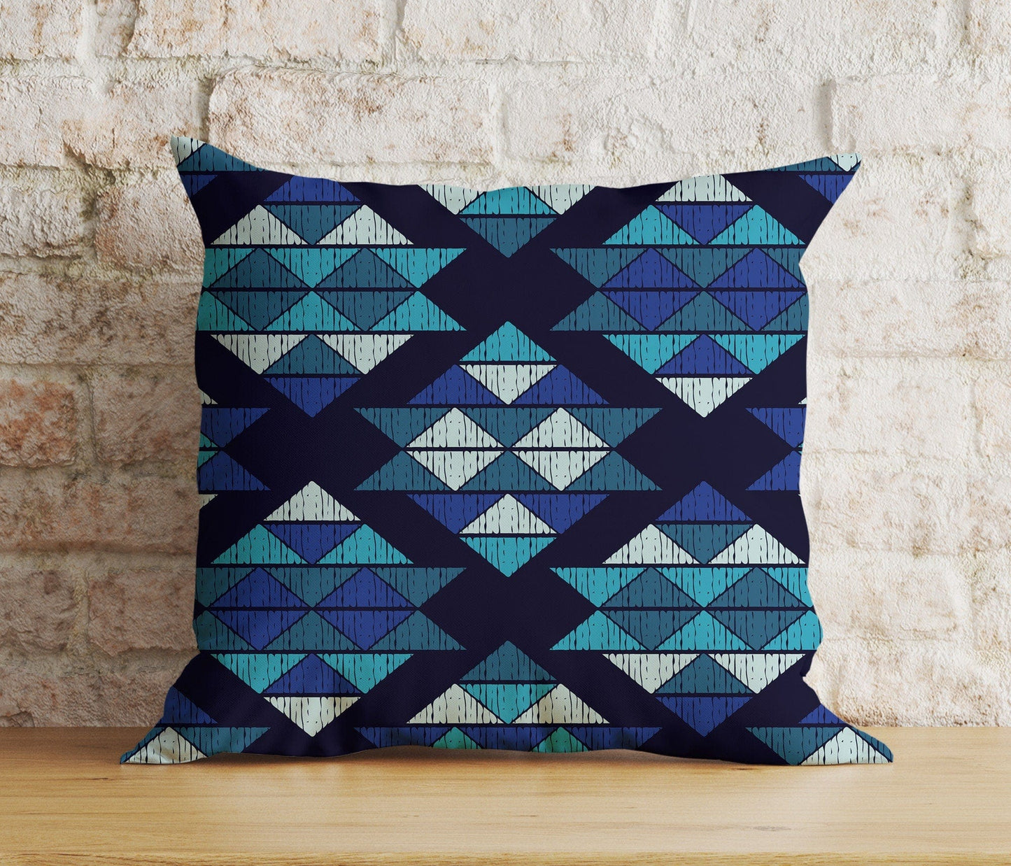 Onay 2 / 12 x 12 inch (30 x 30 cm) Double Side Blue Modern Cushion Cover Navy Blue Pillow Cover Abstract Living Room Decor