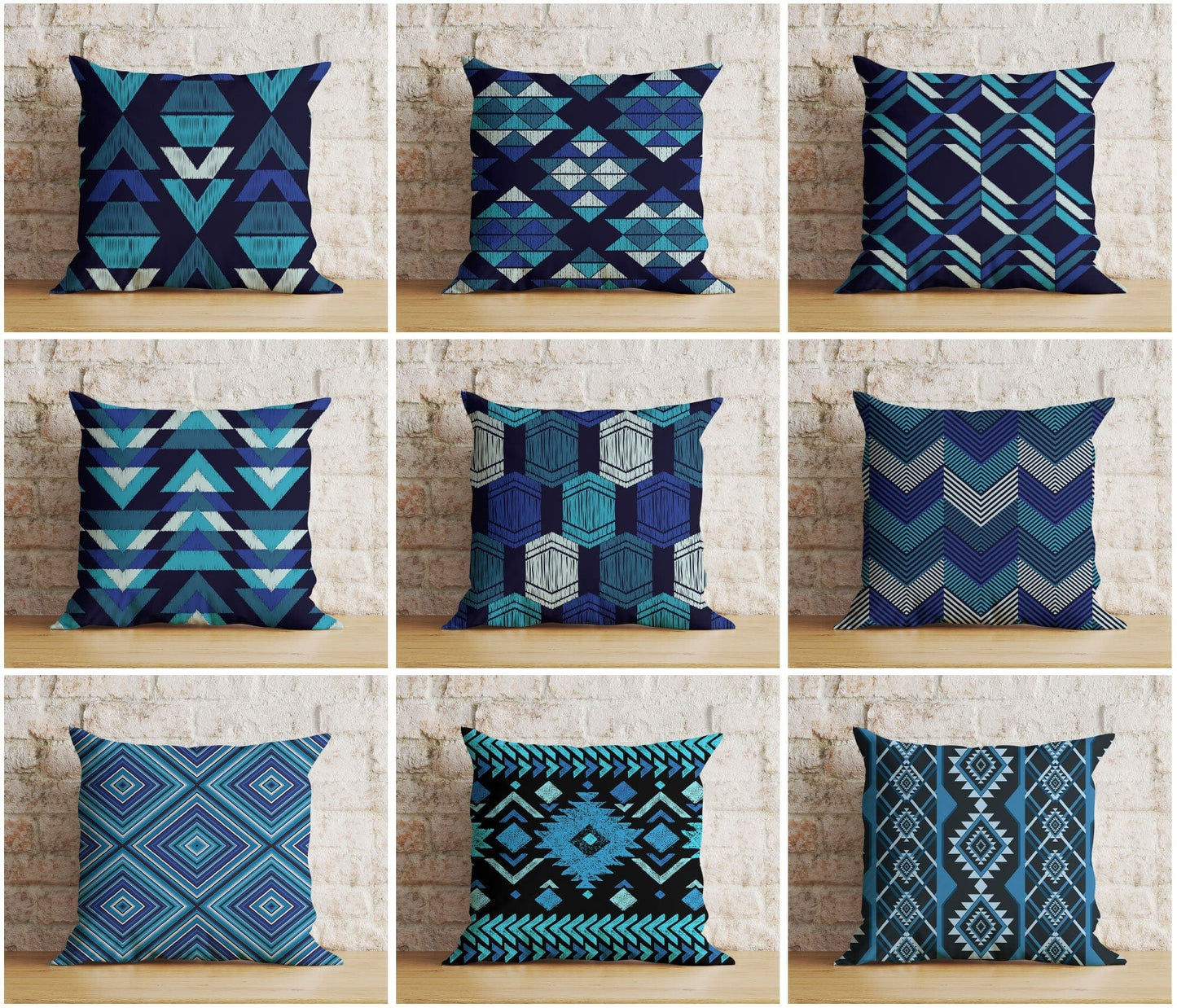 Onay Blue Modern Cushion Cover Navy Blue Pillow Cover Abstract Living Room Decor