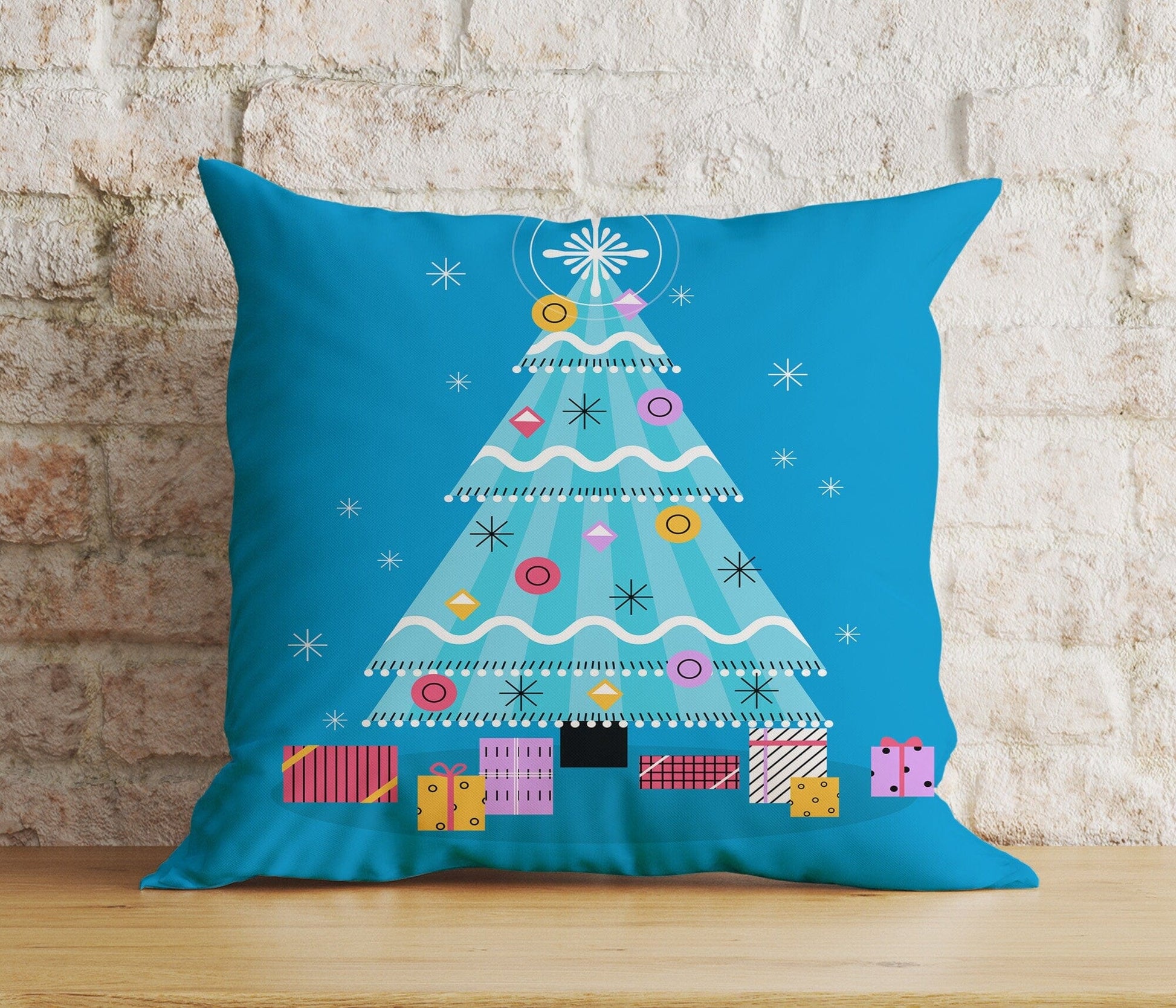 Onay 8 / 12 x 12 inch (30 x 30 cm) Double Side Blue or Turquoise Hello Winter Merry Christmas Cushion Covers
