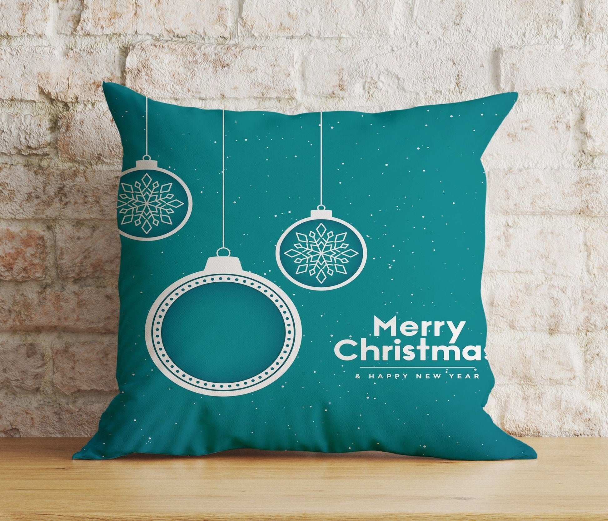 Onay 7 / 12 x 12 inch (30 x 30 cm) Double Side Blue or Turquoise Hello Winter Merry Christmas Cushion Covers