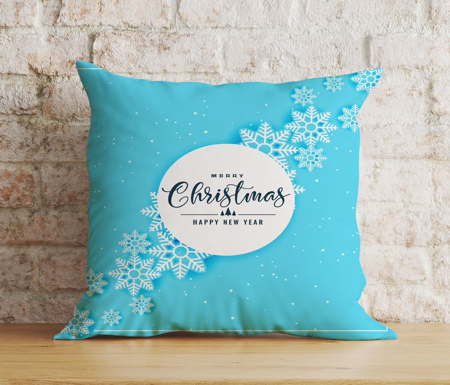 Onay 6 / 12 x 12 inch (30 x 30 cm) Double Side Blue or Turquoise Hello Winter Merry Christmas Cushion Covers