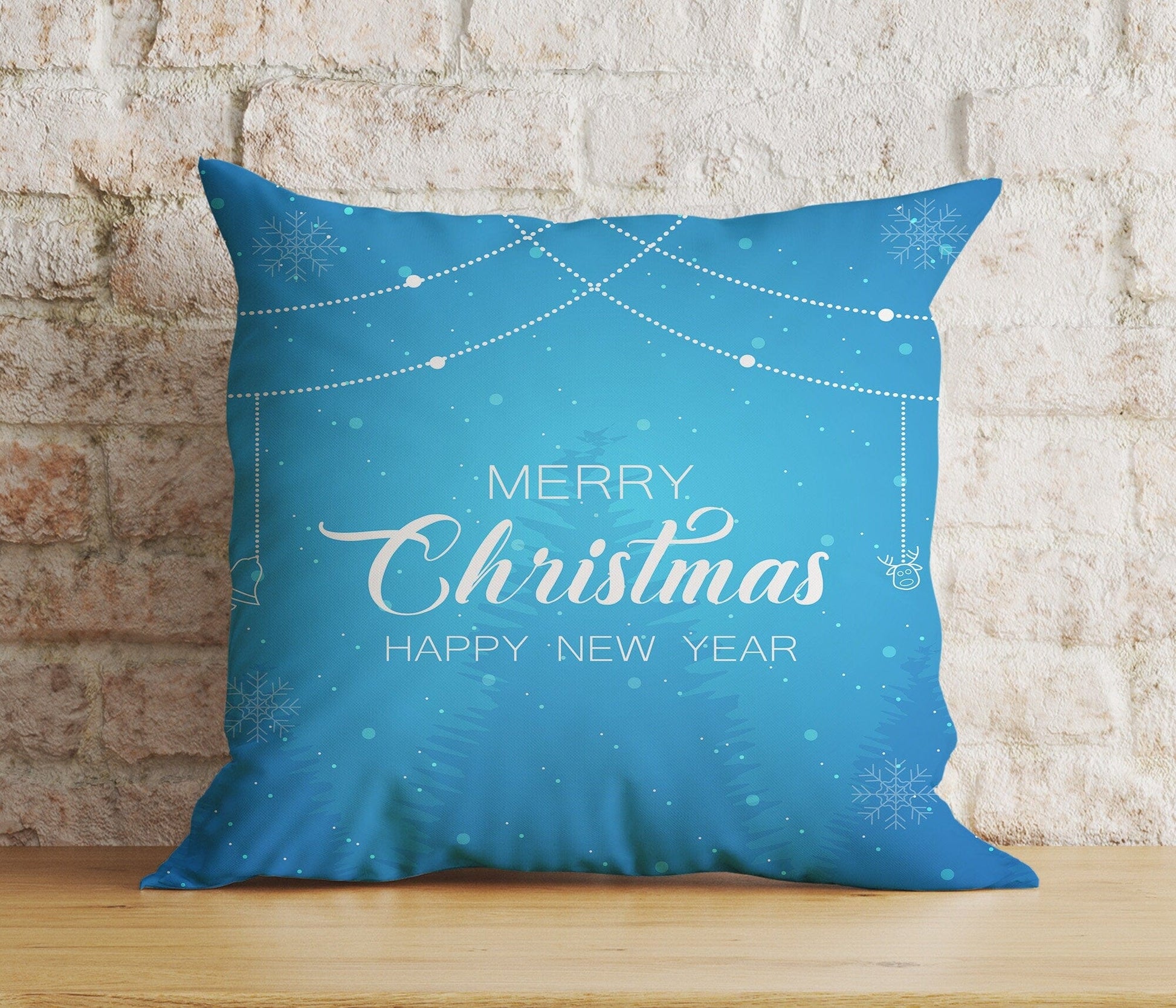 Onay 5 / 12 x 12 inch (30 x 30 cm) Double Side Blue or Turquoise Hello Winter Merry Christmas Cushion Covers