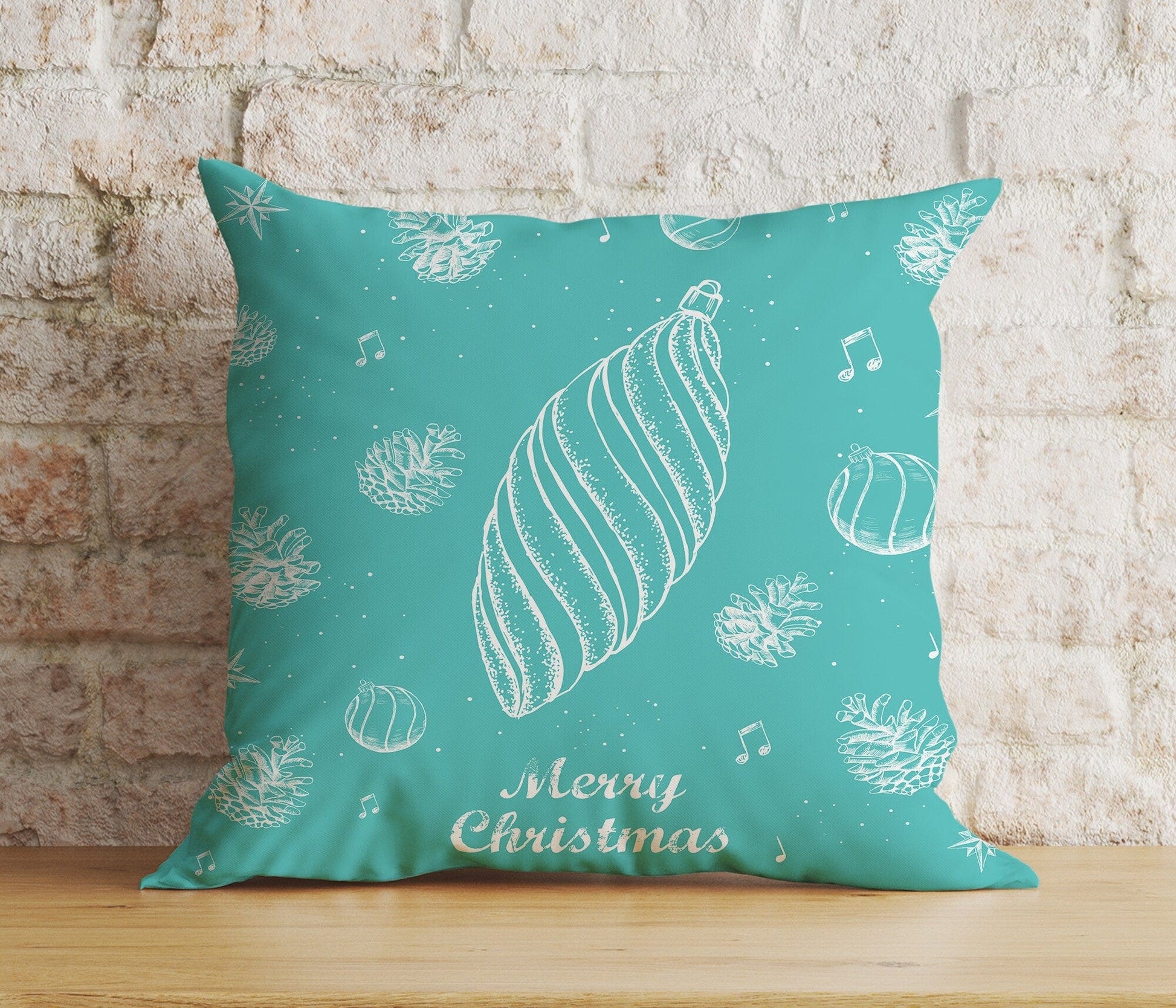 Onay 4 / 12 x 12 inch (30 x 30 cm) Double Side Blue or Turquoise Hello Winter Merry Christmas Cushion Covers