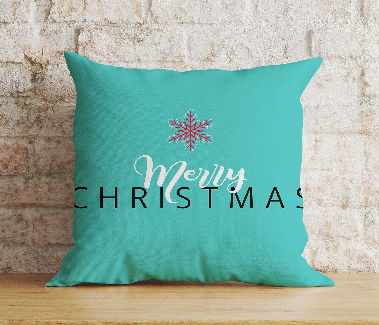 Onay 2 / 12 x 12 inch (30 x 30 cm) Double Side Blue or Turquoise Hello Winter Merry Christmas Cushion Covers
