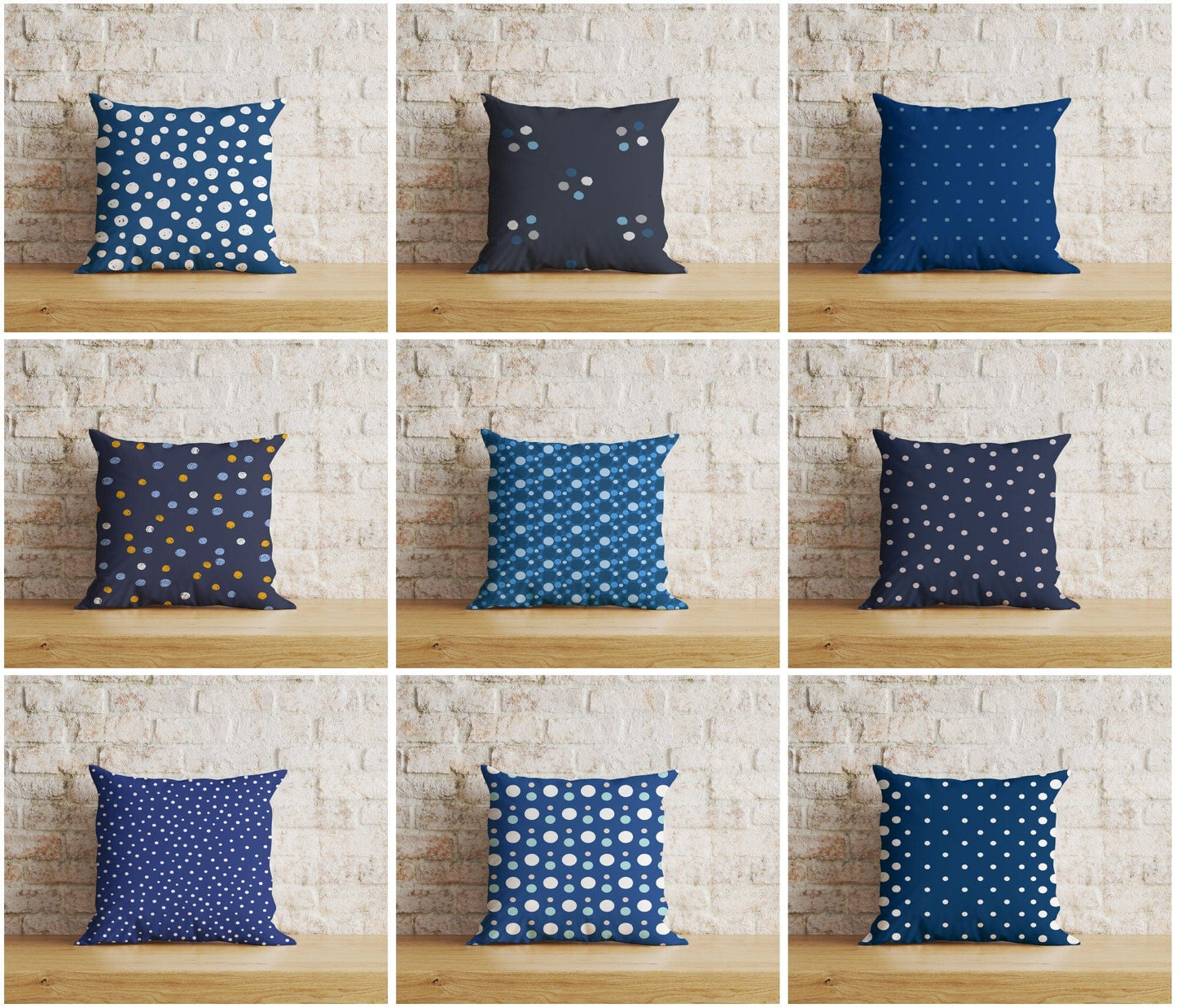 Onay Home Textile Blue Polka Dots Cushion Covers Polka Dots Pillow Covers