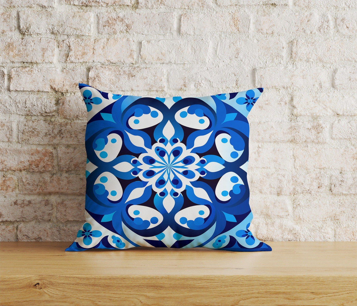 Onay Home Textile 9 / 12 x 12 inch (30 x 30 cm) Double Side Blue Roman Mosaics Pillow Cover Blue Tiles Cushion Cover