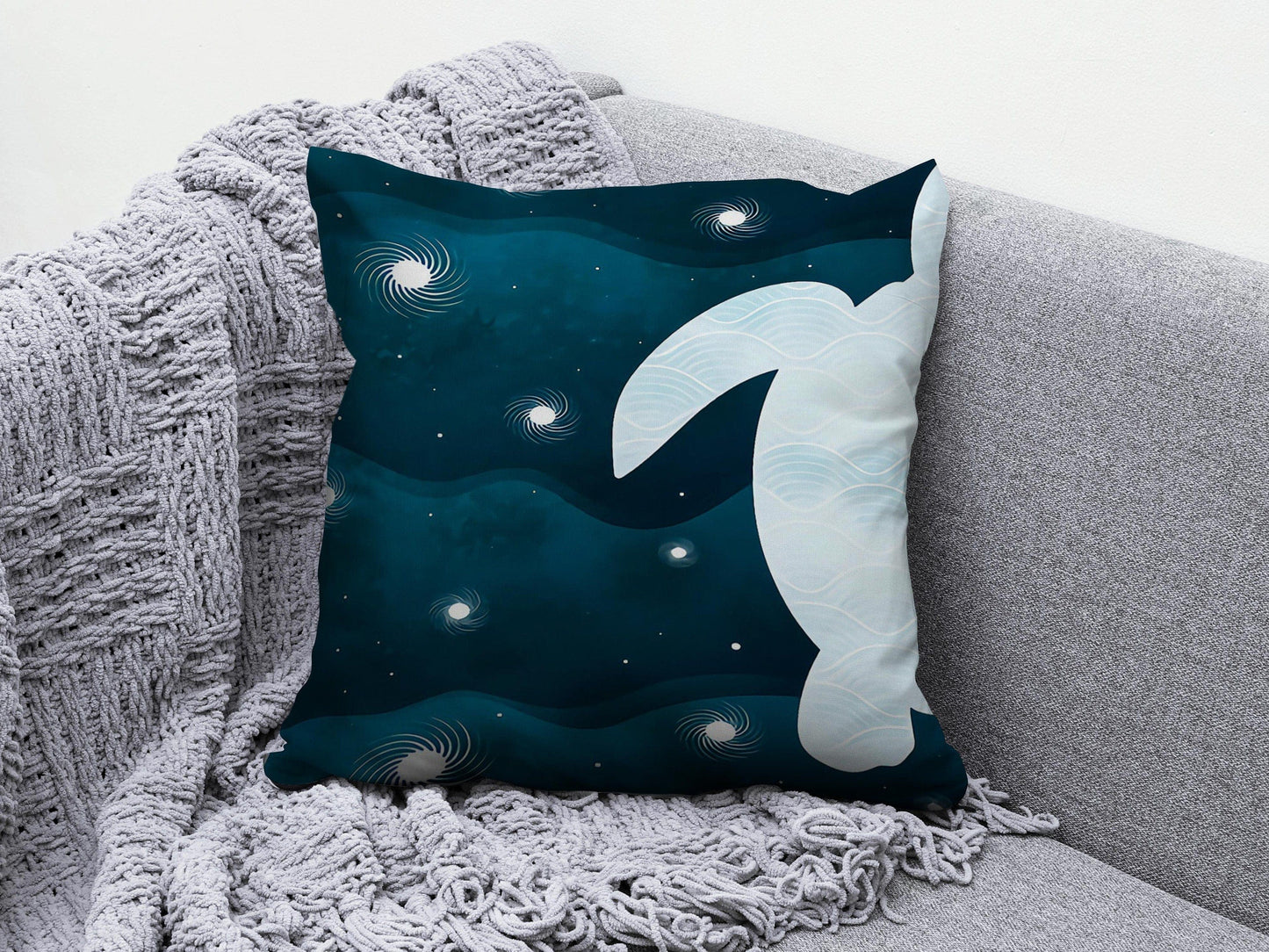 Onay 3 / 12 x 12 inch (30 x 30 cm) Blue Sea and Turtle Ocean Life Decorative Cushion Cover