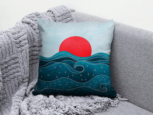 Onay 1 / 12 x 12 inch (30 x 30 cm) Blue Sea and Turtle Ocean Life Decorative Cushion Cover