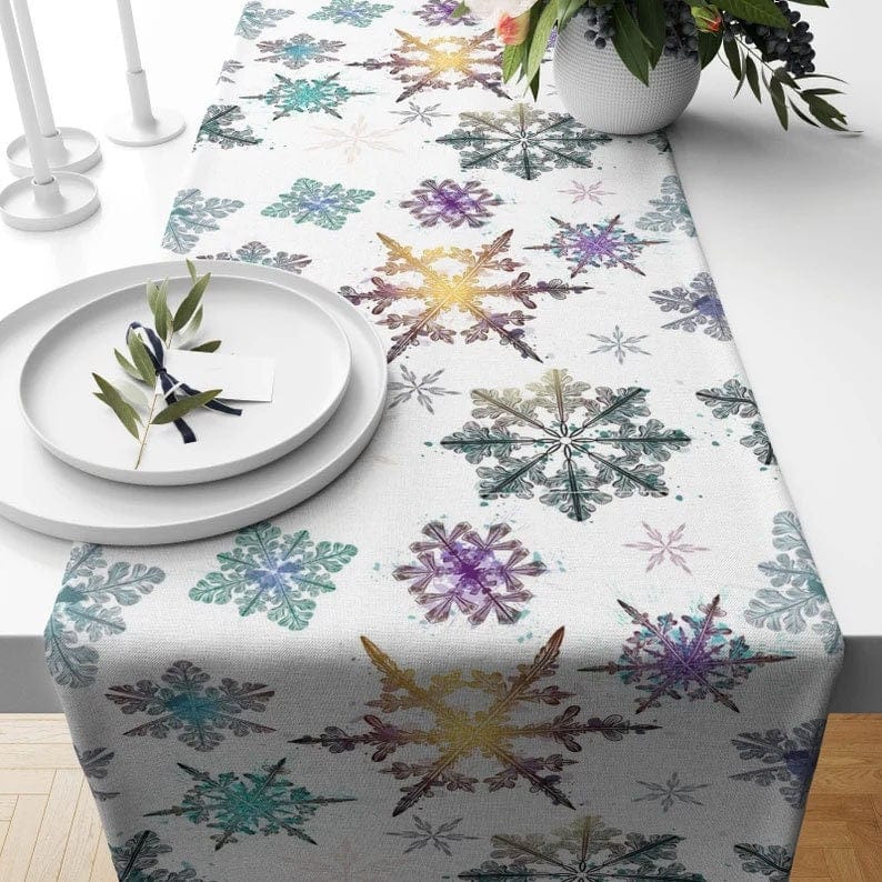 Onay 4 / 12 x 46 inch (30 x 120 cm) Blue Snowflakes Pattern Christmas Decor Table Runner