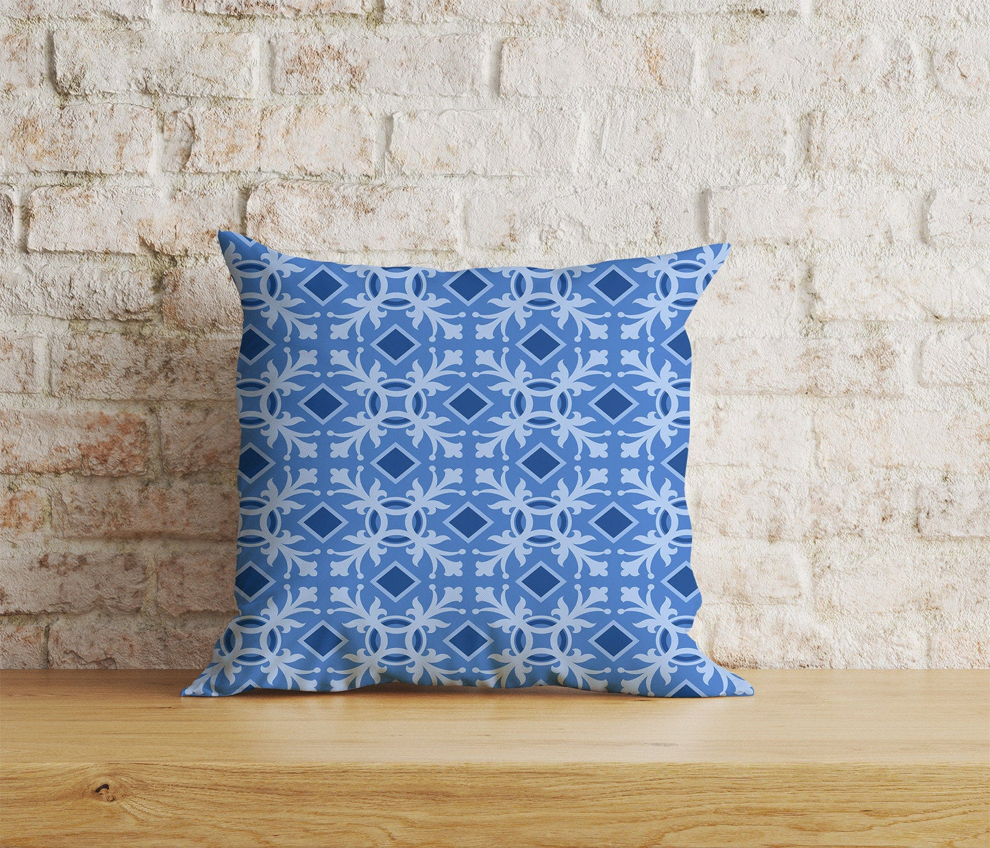 Onay Home Textile Cushion Covers 8 / 12 x 12 inch (30 x 30 cm) Double Side Blue Spanish Tiles Roman Mosaics Etnic Deco Cushion Cover