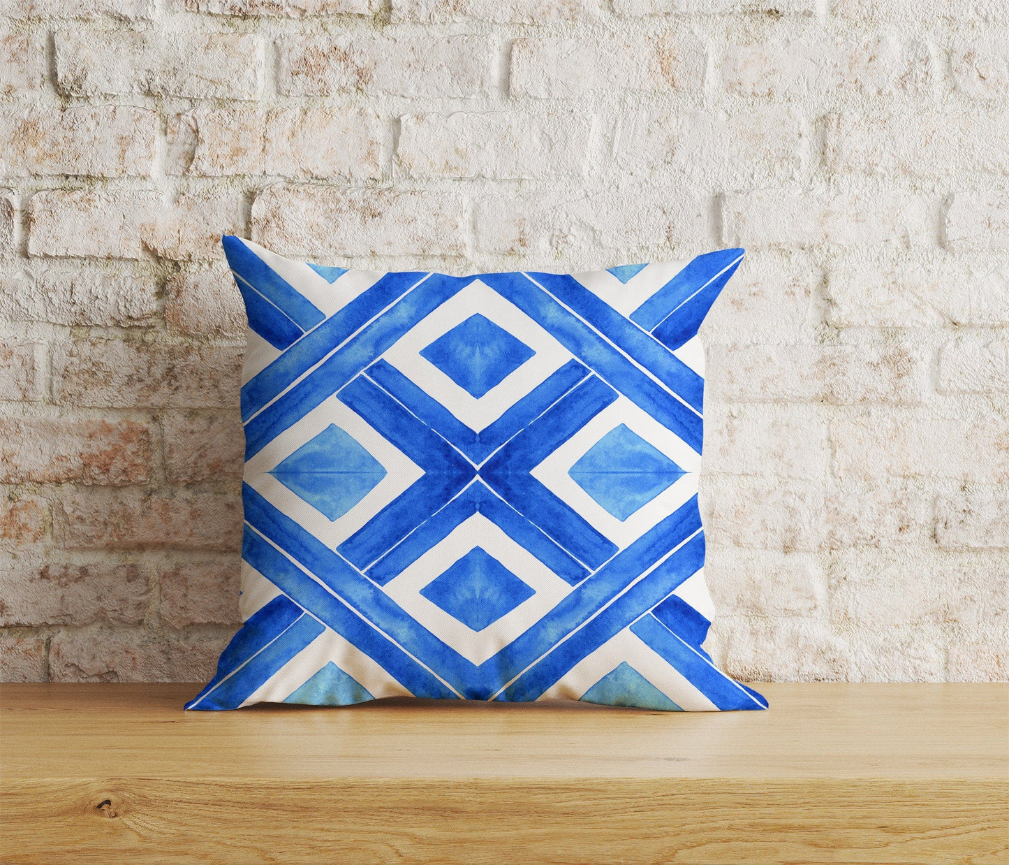 Onay Home Textile Cushion Covers 5 / 12 x 12 inch (30 x 30 cm) Double Side Blue Spanish Tiles Roman Mosaics Etnic Deco Cushion Cover
