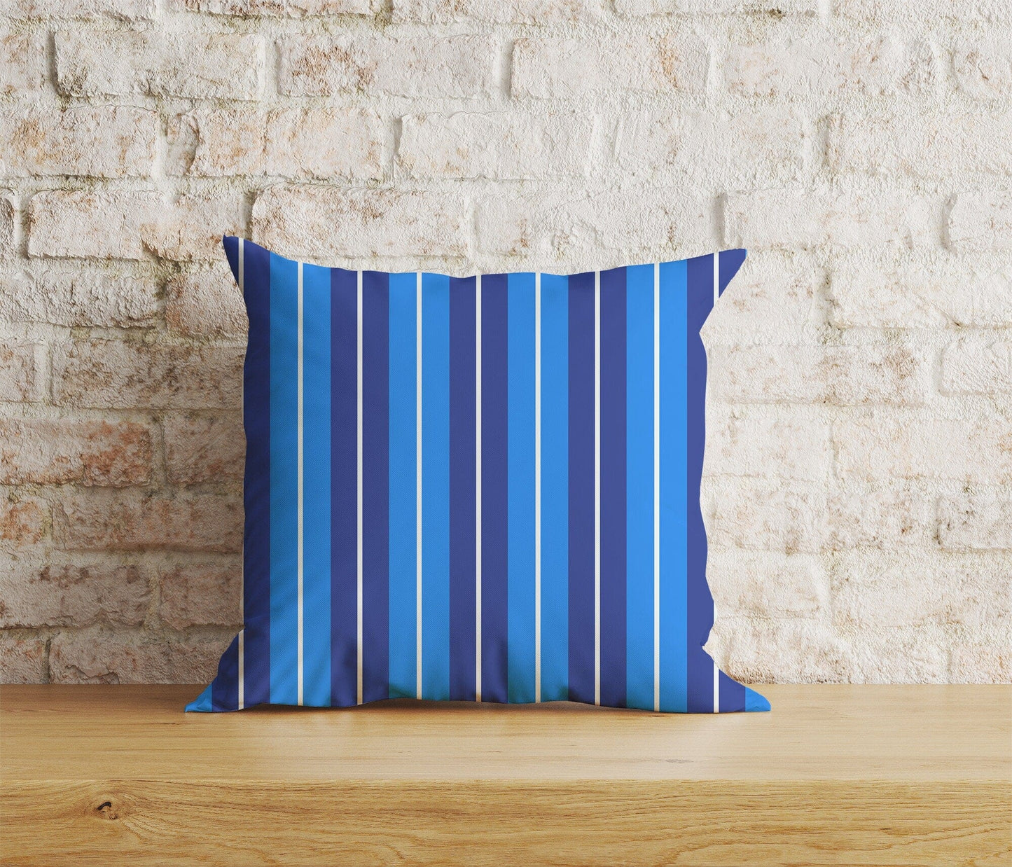 Onay Home Textile 7 / 12 x 12 inch (30 x 30 cm) Double Side Blue Stripe Cushion Cover Straight Line Throw Cushions