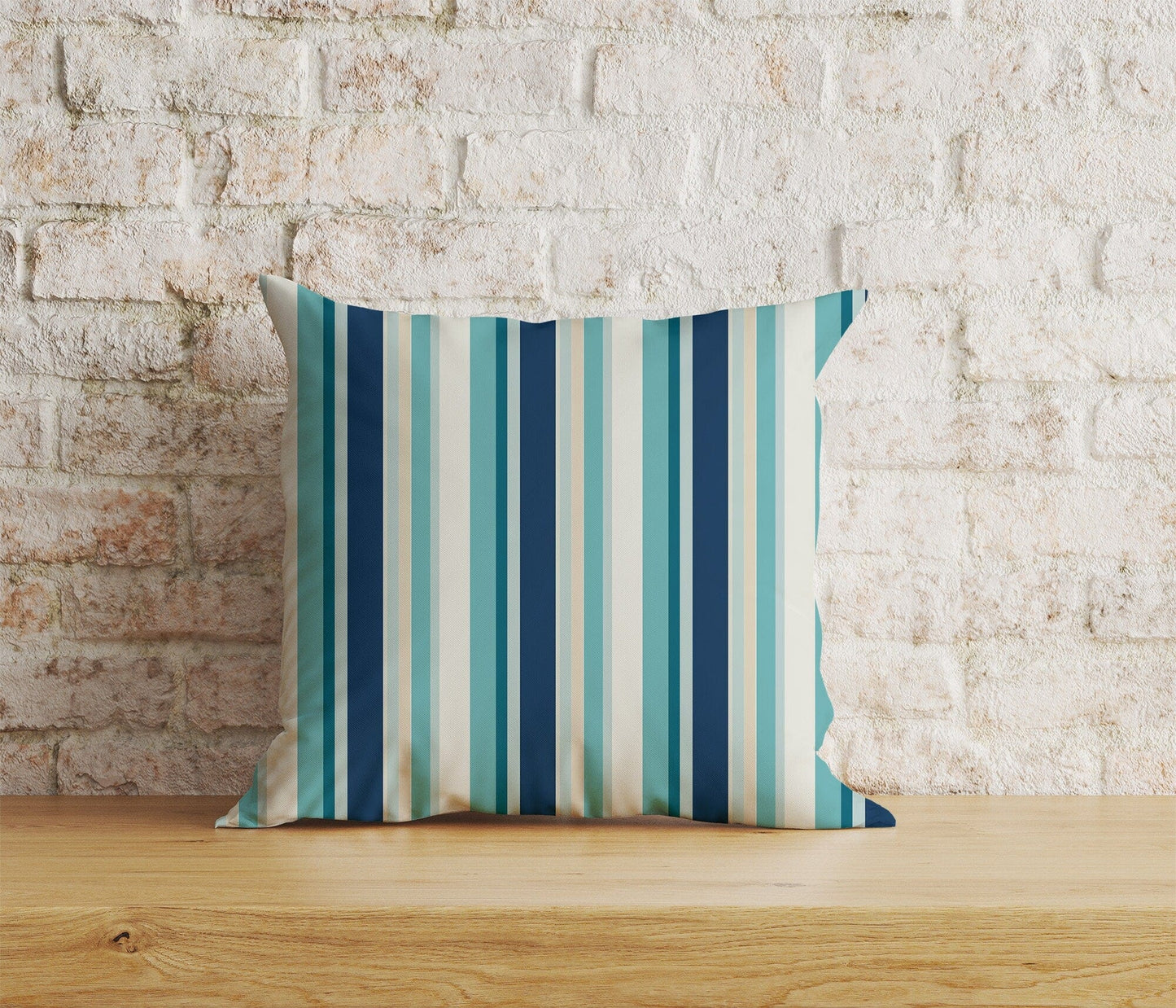 Onay Home Textile 6 / 12 x 12 inch (30 x 30 cm) Double Side Blue Stripe Cushion Cover Straight Line Throw Cushions