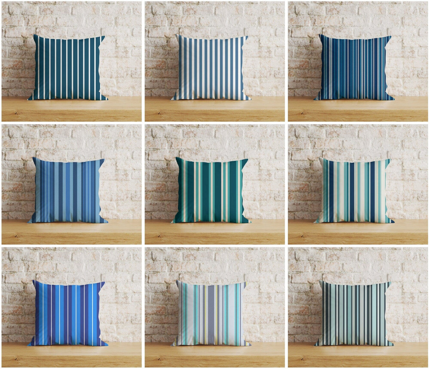 Onay Home Textile Blue Stripe Cushion Cover Straight Line Throw Cushions