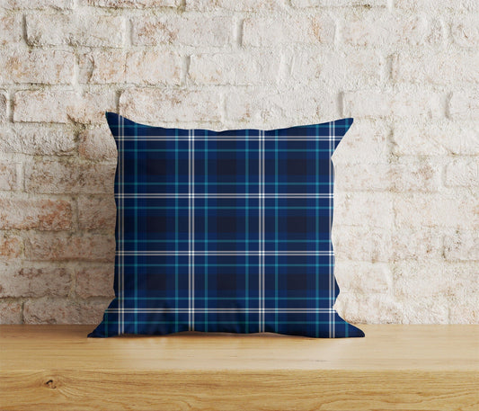 Onay Home Textile Cushion Covers 1 / 12 x 12 inch (30 x 30 cm) Double Side Blue Tartan Plaid Cushion Covers Checkered Pillow Cover