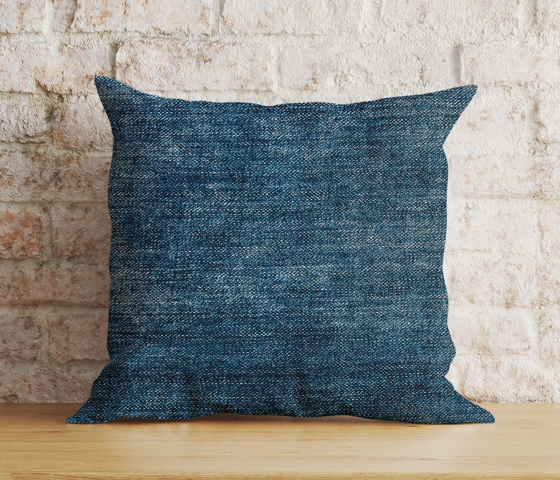 Onay Blue Textured Cushion Cover Navy Blue Semi-Plain Pillow Case
