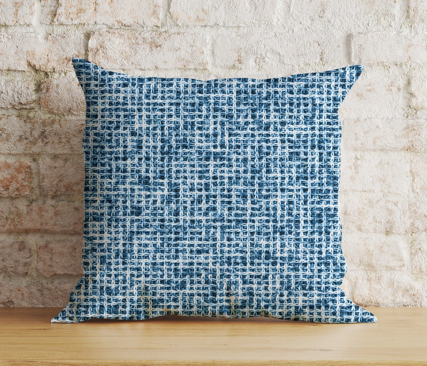 Onay Blue Textured Cushion Cover Navy Blue Semi-Plain Pillow Case