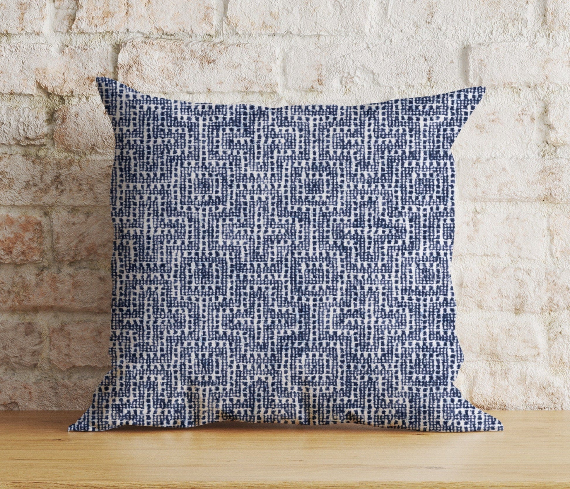 Onay Blue Textured Cushion Cover Navy Blue Semi-Plain Pillow Case