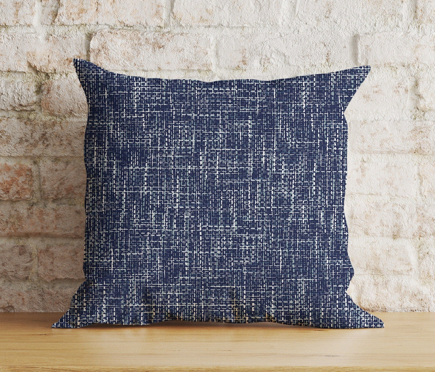 Onay Blue Textured Cushion Cover Navy Blue Semi-Plain Pillow Case