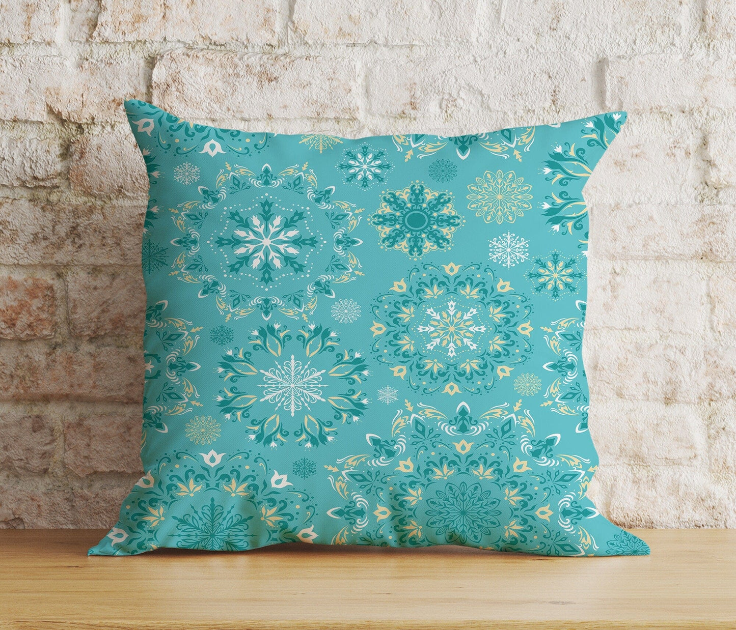 Onay 6 / 12 x 12 inch (30 x 30 cm) Double Side Blue Turquoise Snowflake Christmas Festive Cushion Covers