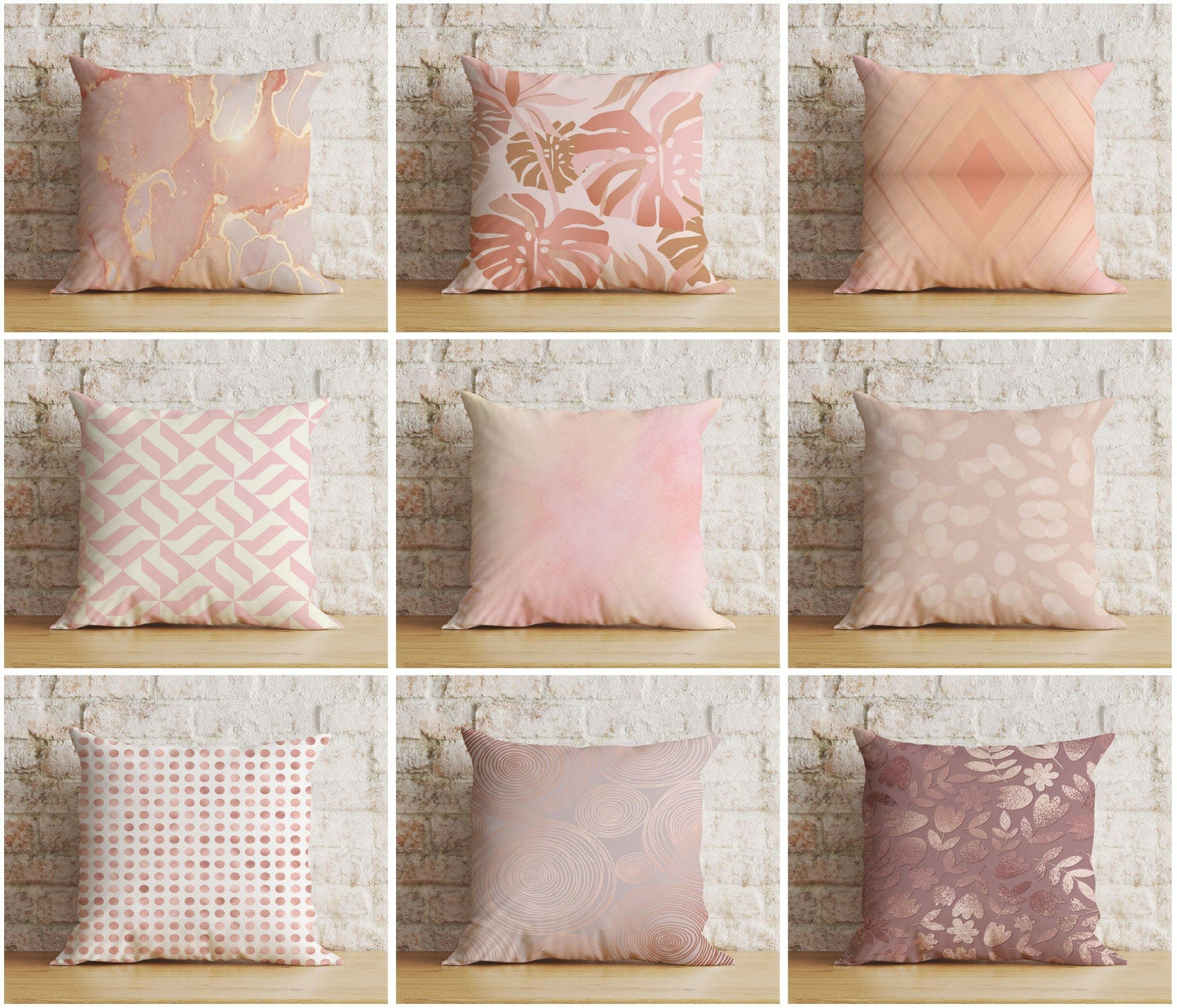 Onay Blush Pale Pink Cushion Cover Bedroom Decoration Printed Euro Sham Cover