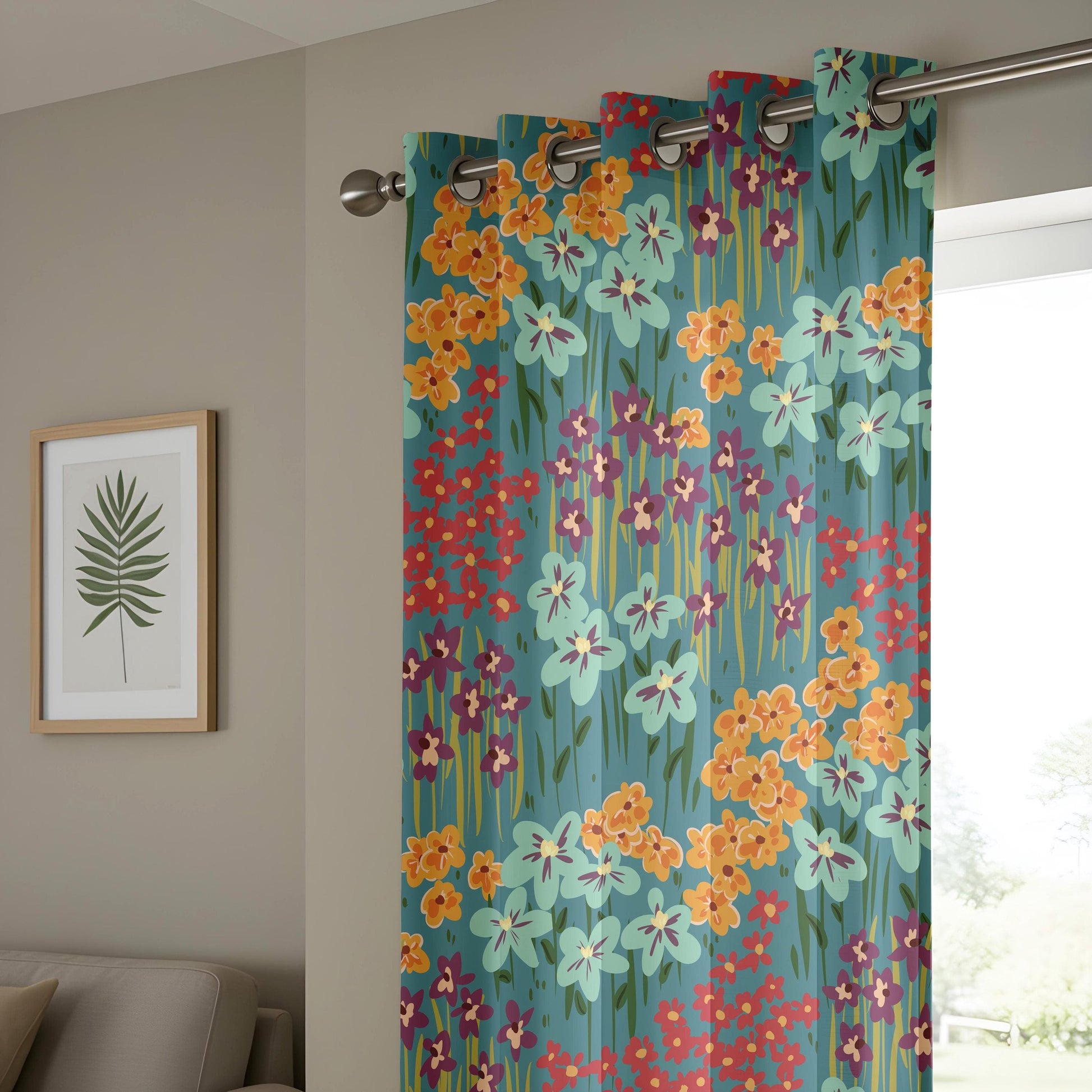 Onay Boho Flower Curtains, Artistic Wildflower Design Drapes