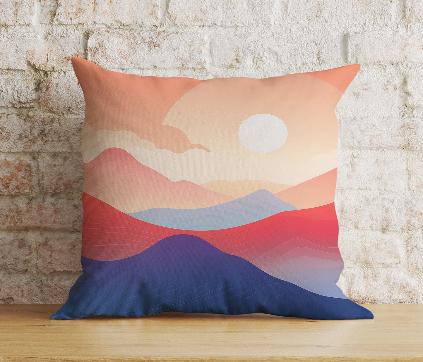 Onay Home Textile Cushion Covers 9 / 12 x 12 inch (30 x 30 cm) Double Side Boho Landscape Cushion Cover Abstract Mountain Pillow Cover