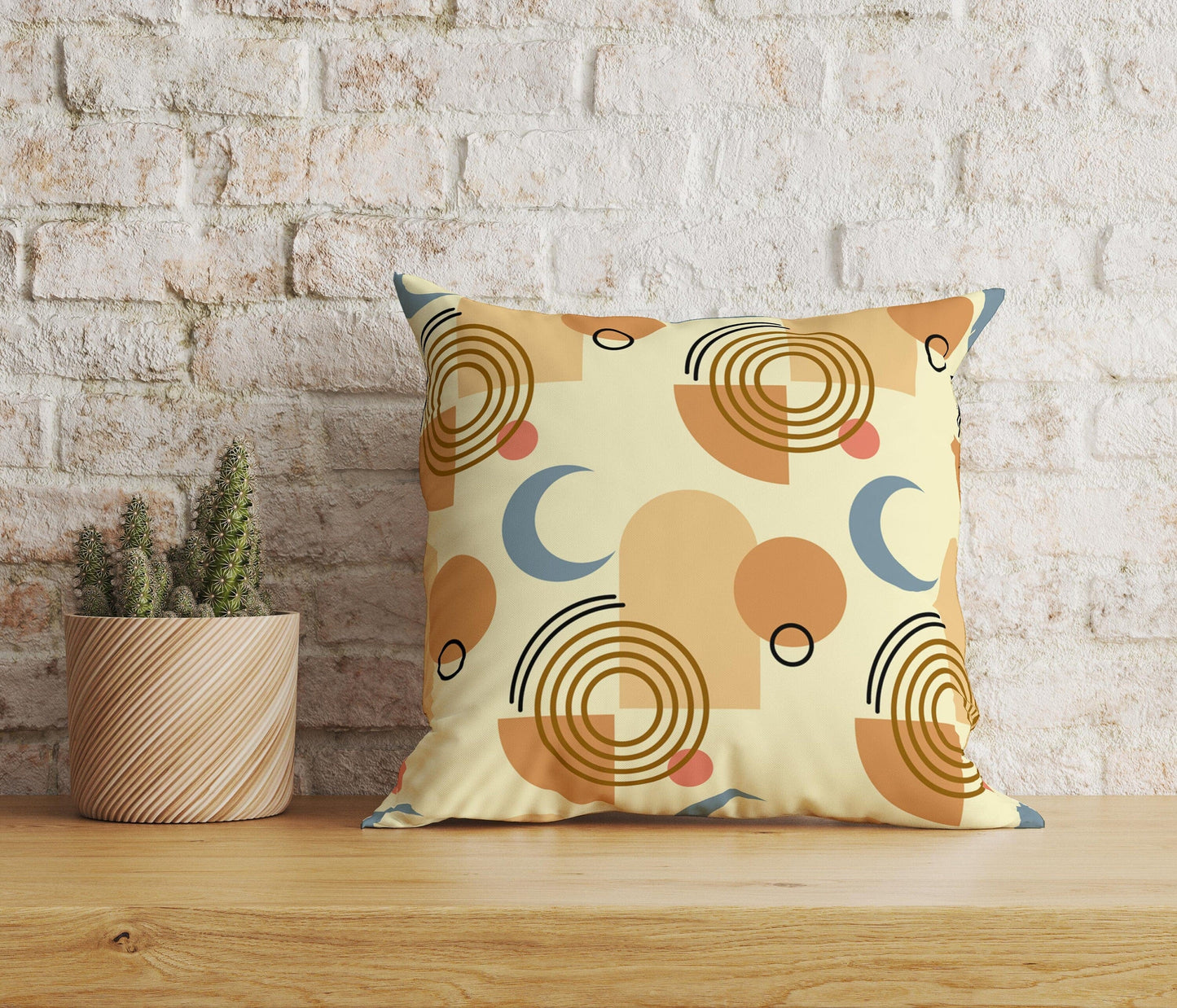 Onay Home Textile Cushion Covers 6 / 12 x 12 inch (30 x 30 cm) Double Side Boho Linen Cushion Cover Orange Brown Square Pillow Cover