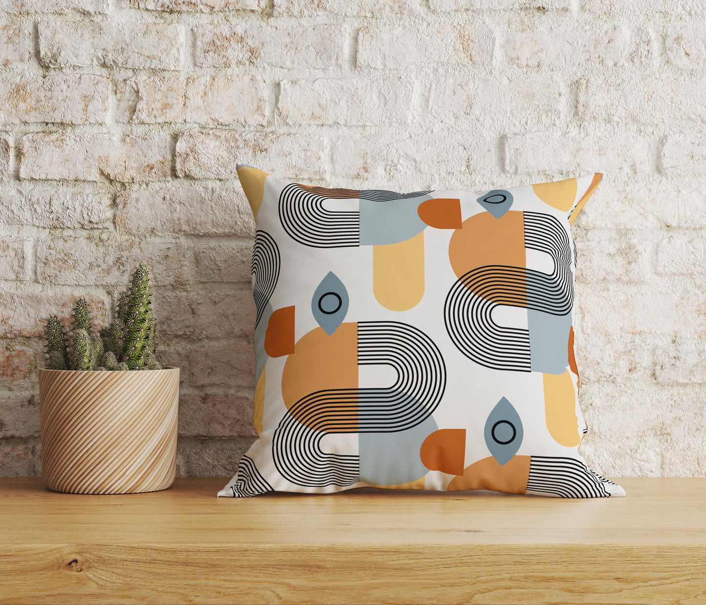 Onay Home Textile Cushion Covers 5 / 12 x 12 inch (30 x 30 cm) Double Side Boho Linen Cushion Cover Orange Brown Square Pillow Cover