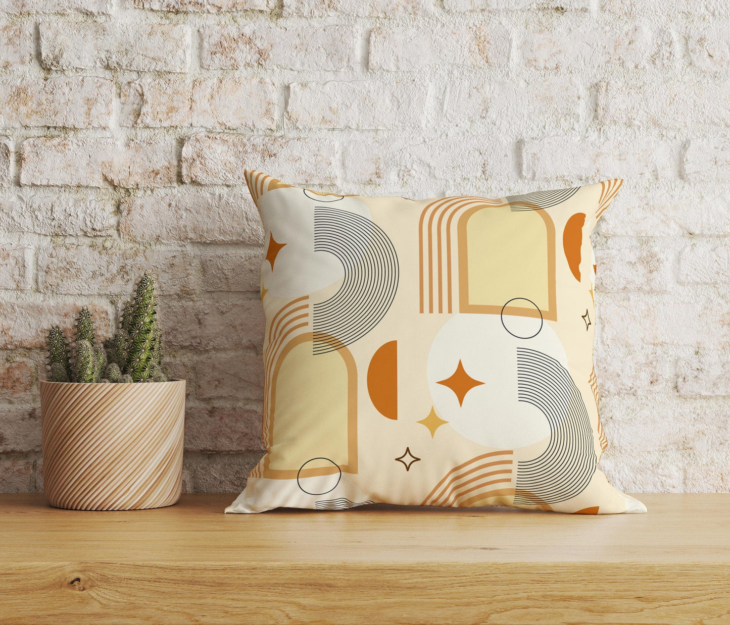 Onay Home Textile Cushion Covers 4 / 12 x 12 inch (30 x 30 cm) Double Side Boho Linen Cushion Cover Orange Brown Square Pillow Cover