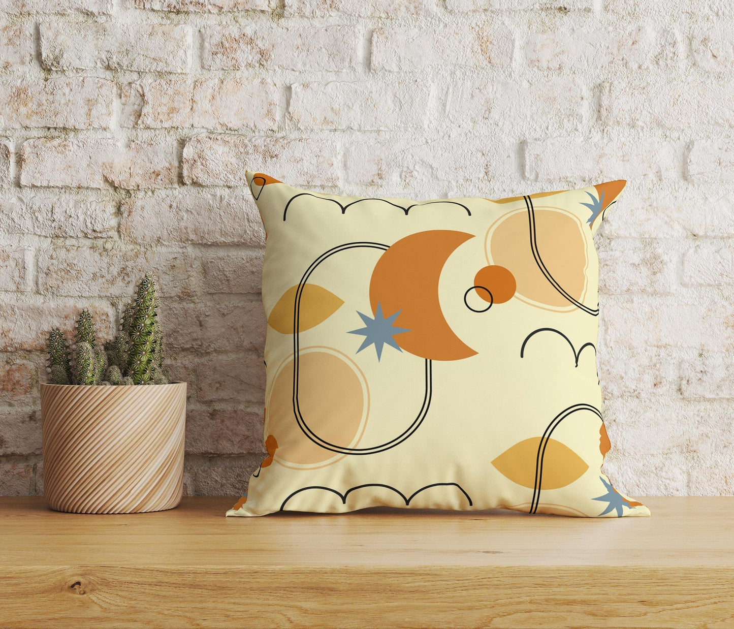 Onay Home Textile Cushion Covers 2 / 12 x 12 inch (30 x 30 cm) Double Side Boho Linen Cushion Cover Orange Brown Square Pillow Cover