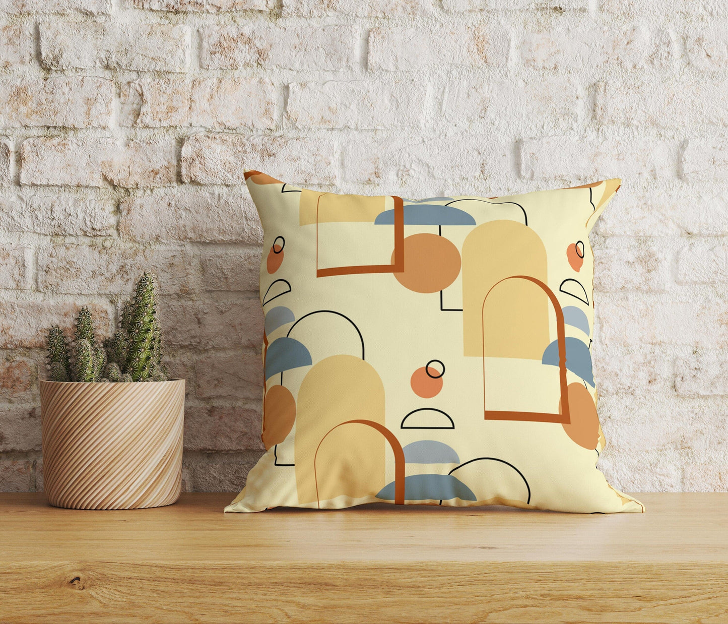 Onay Home Textile Cushion Covers 1 / 12 x 12 inch (30 x 30 cm) Double Side Boho Linen Cushion Cover Orange Brown Square Pillow Cover