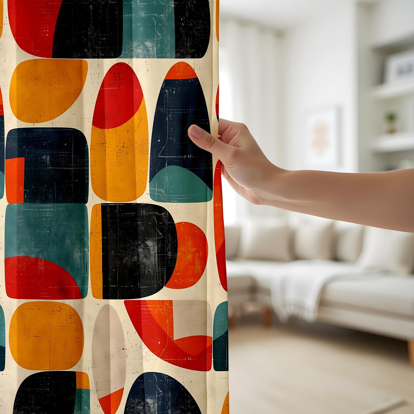 Onay Boho Patterned Curtains in Retro Colors for Living Room, Statement Drapes