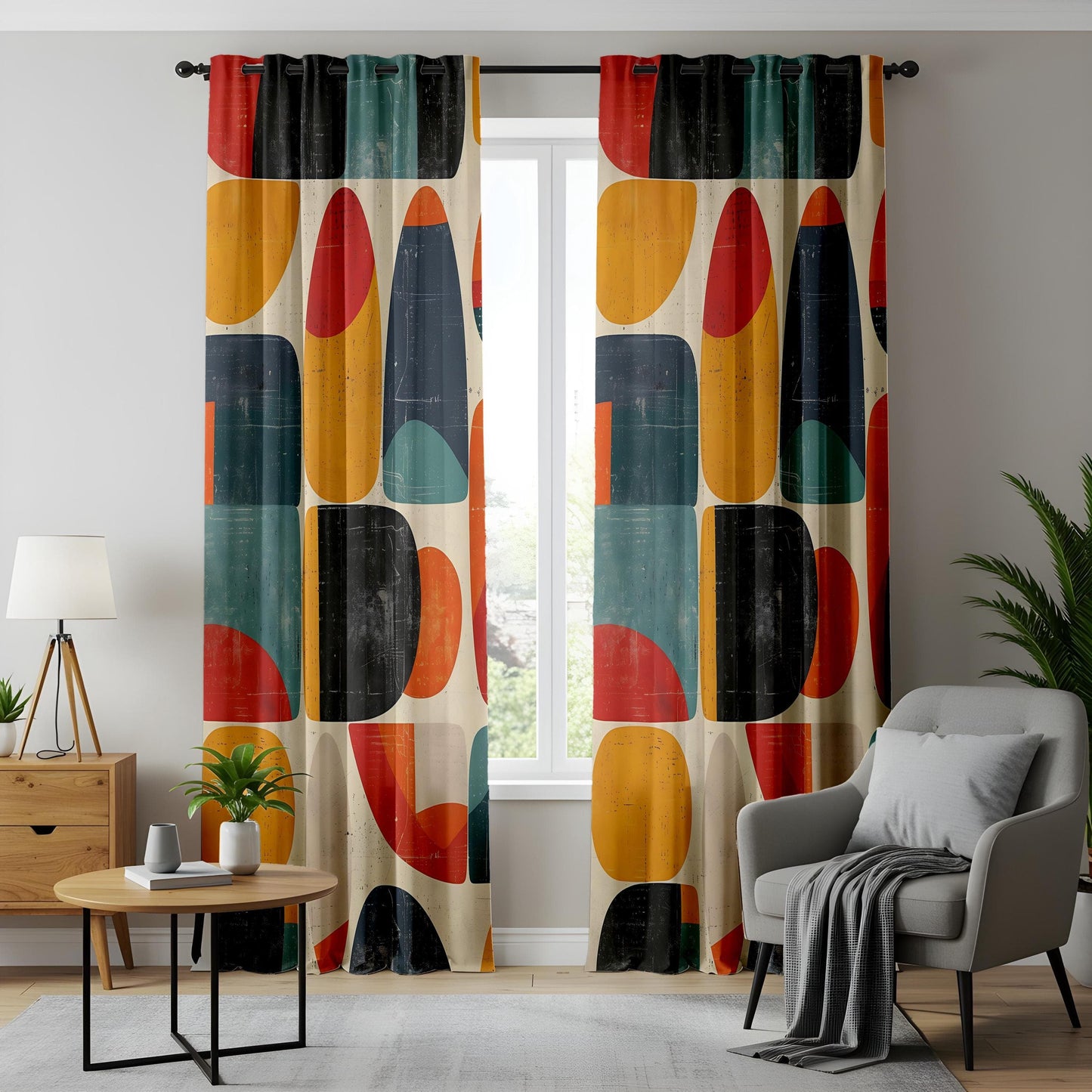 Onay Boho Patterned Curtains in Retro Colors for Living Room, Statement Drapes