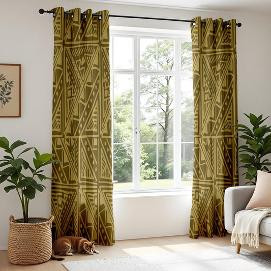Onay Boho Tribal Curtains – African-Inspired Geometric Drapes in Warm Earthy Tones