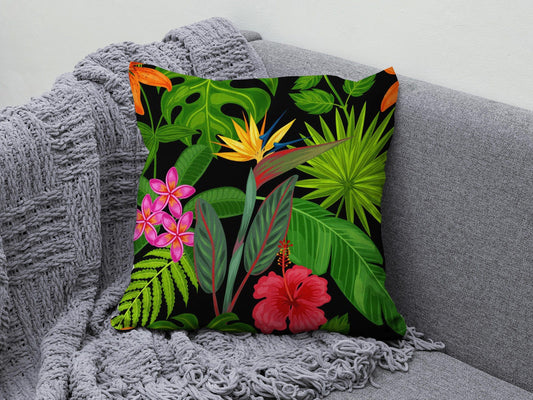 Onay 1 / 12 x 12 inch (30 x 30 cm) Double Side Botanical Cushion Cover Lion Parrot and Elephant Pillow Cover
