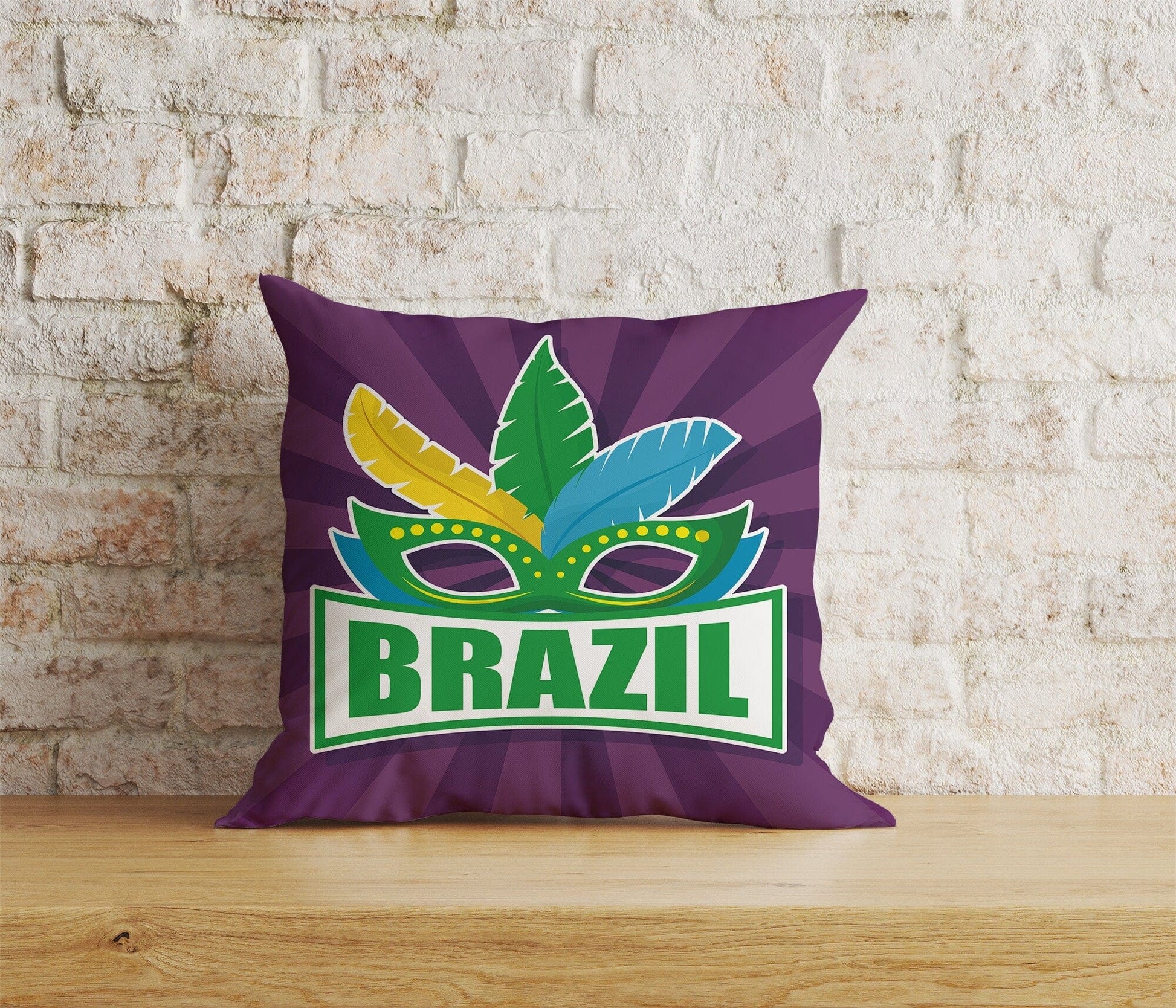 Onay Home Textile Cushion Covers 9 / 12 x 12 inch (30 x 30 cm) Double Side Brasil Carnival Cushion Cover Colorful Mask Throw Cushion