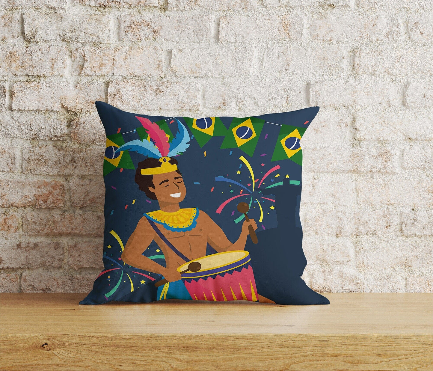 Onay Home Textile Cushion Covers 8 / 12 x 12 inch (30 x 30 cm) Double Side Brasil Carnival Cushion Cover Colorful Mask Throw Cushion