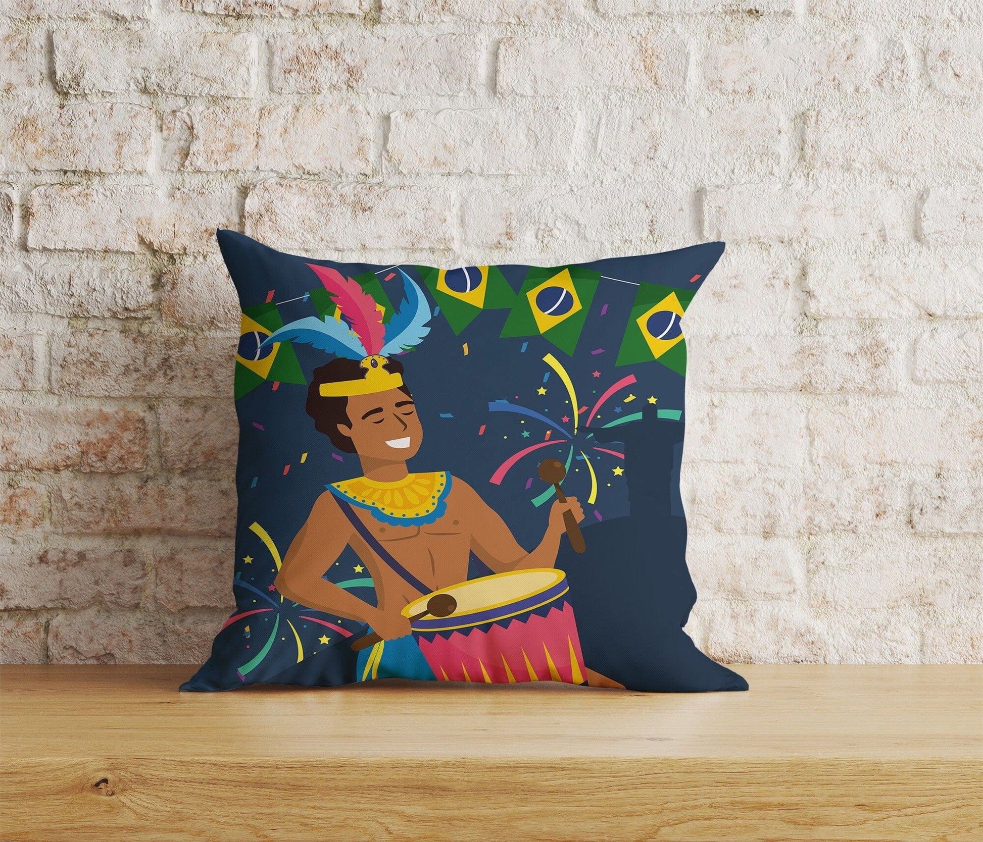 Onay Home Textile Cushion Covers 8 / 12 x 12 inch (30 x 30 cm) Double Side Brasil Carnival Cushion Cover Colorful Mask Throw Cushion