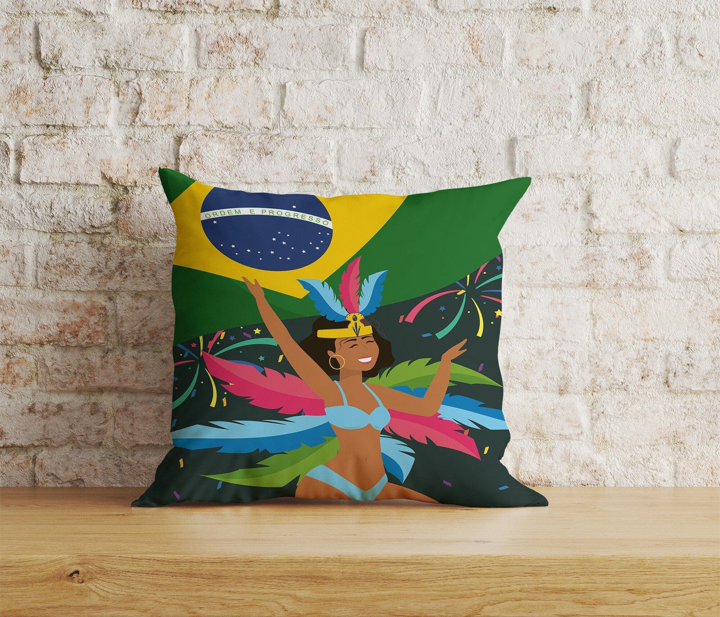 Onay Home Textile Cushion Covers 7 / 12 x 12 inch (30 x 30 cm) Double Side Brasil Carnival Cushion Cover Colorful Mask Throw Cushion